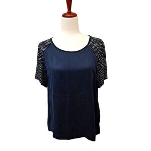 Veronica Beard Women's Navy Blue Studded Silk Top_2